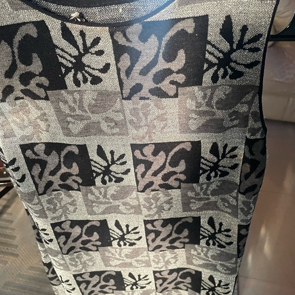 Vintage 60s Goldworm knit abstract print black and silver dress - Picture 9 of 15